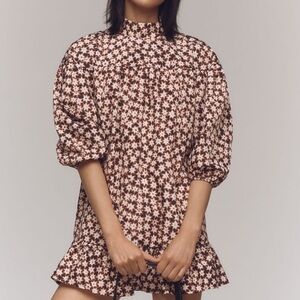 NWOT By Anthropology Long-Sleeve Mock-Neck Swing Mini Dress